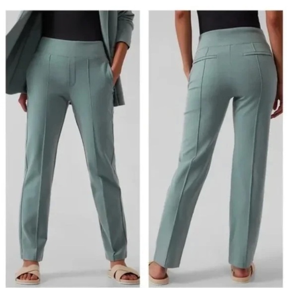 Athleta Pants - ATHLETA Eastbound Straight Pant greyish lt green Casual Work Office Travel Size8